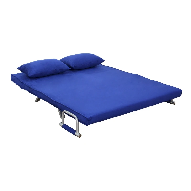 HomCom Full Size Folding 5 Position Steel Convertible Sleeper Bed Chair - Deep Blue