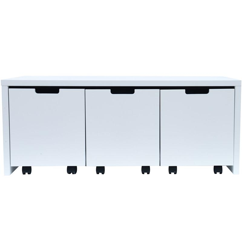 HomCom Modern Home Office 3-Drawer Wheeled File Cabinet Organizer - White