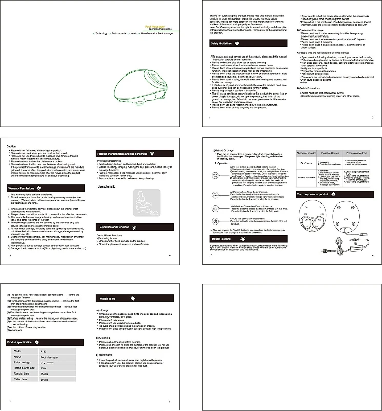HomCom Personal Heated Multi Function Dual Foot Massager With Remote Control - Green
