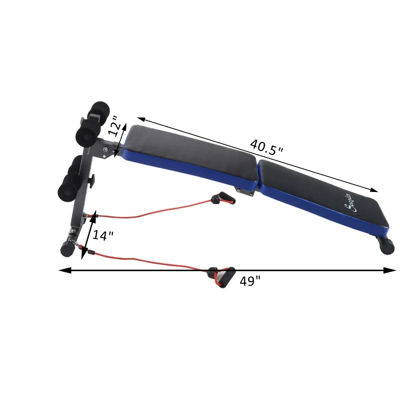 Soozier Adjustable Folding Ab Decline Sit-Up Bench With Resistance Bands