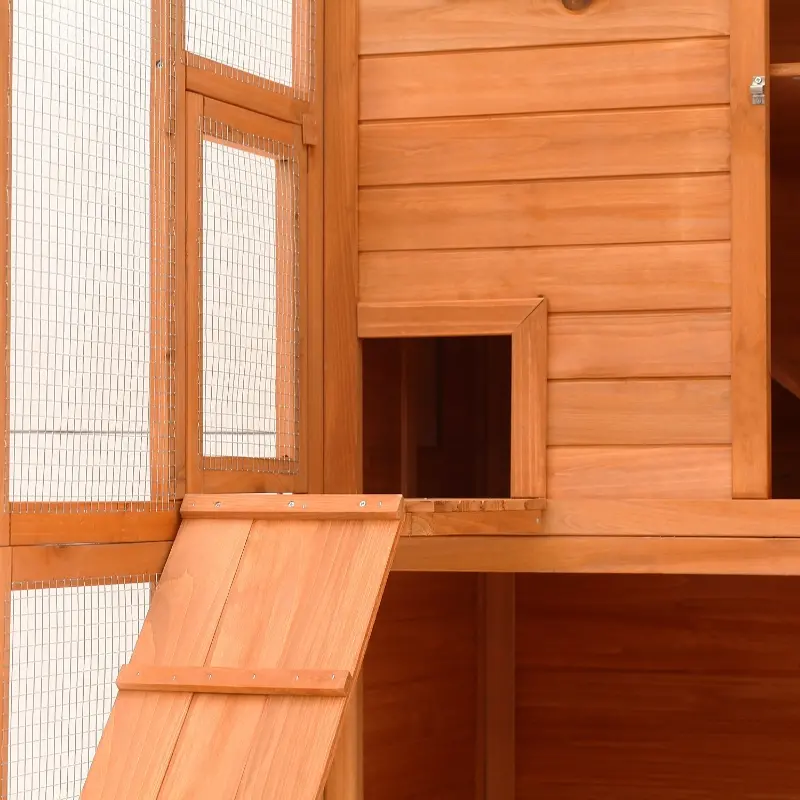 PawHut 77" x 38" x 69" Large Safe Wooden Outdoor Cat Enclosure Catio Cage Playpen Small Animal Habitat Home with Ramp and Covered House