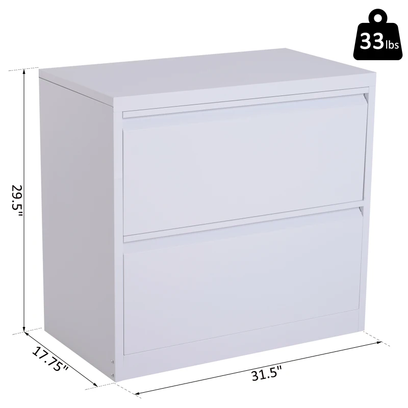 Vinsetto 2 Drawer File Cabinet Metal Storage Chest Home Office - White