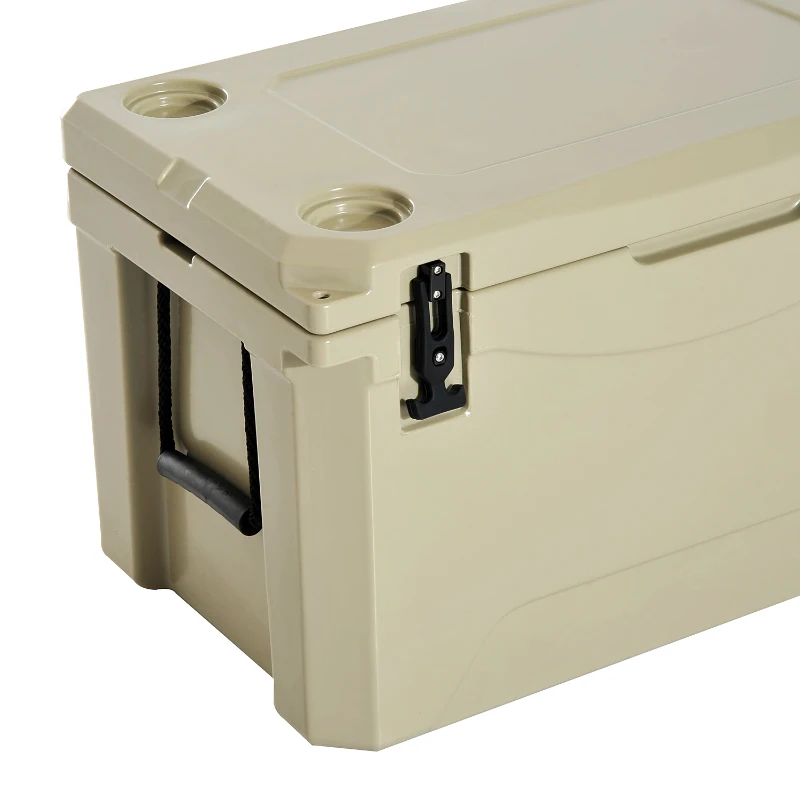 Outsunny 85 Quart Rotomolded Outdoor Portable Camping Cooler and Ice Chest Box