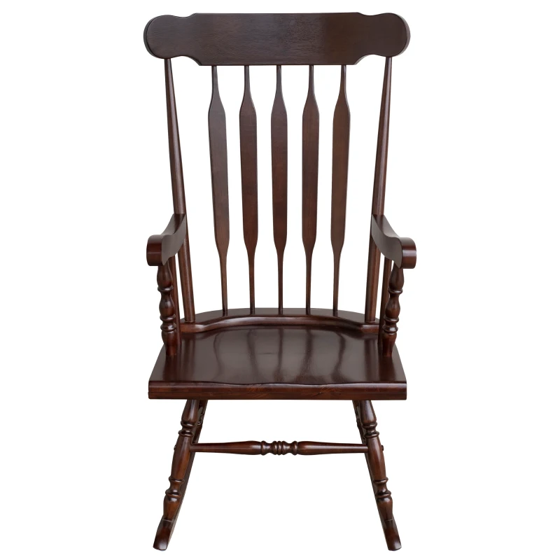 HomCom Wooden Baby Nursery Rocking Chair - Dark Brown