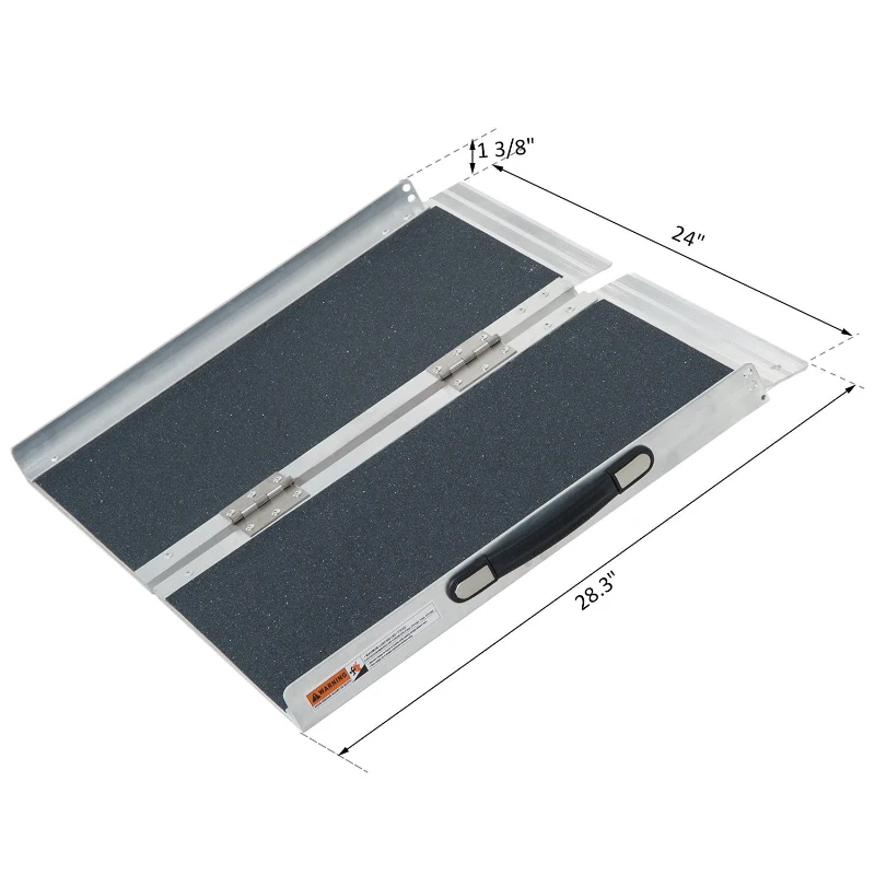 Open Box HomCom 2' Lightweight Aluminum Portable Walled PVC Folding Wheelchair Ramp