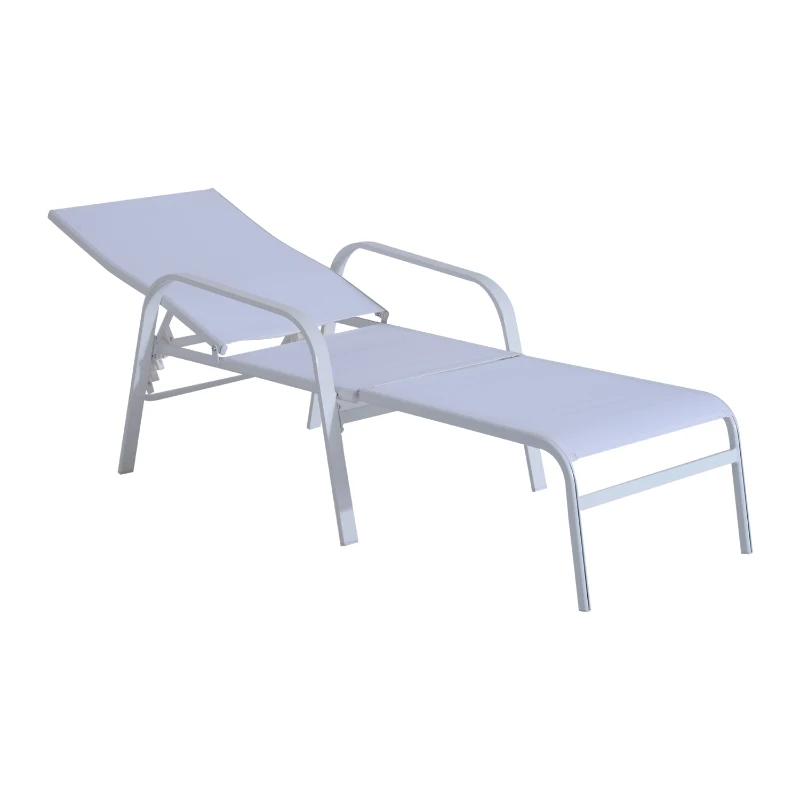 Outsunny 5 Piece Metal Outdoor Patio Furniture Leisure Set - Cream White