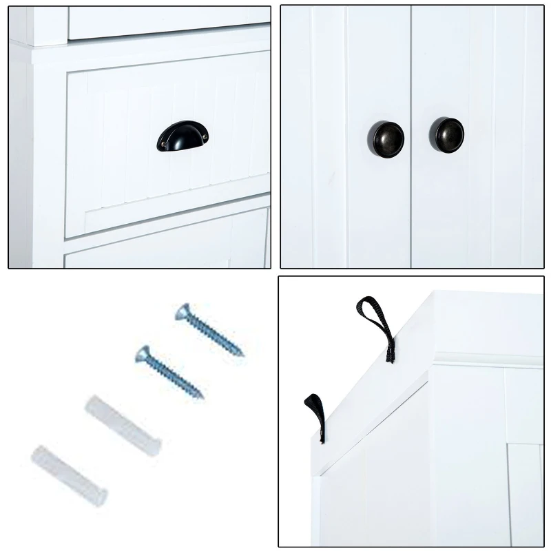 HomCom 72" Large Colonial Free Standing Wooden Kitchen Pantry Cupboard Storage Cabinet - White