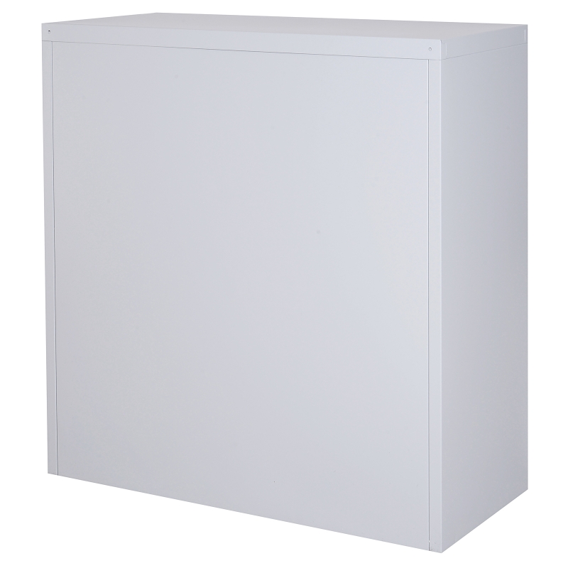 HomCom 36" Counter Height Metal Locking Storage Cabinet with 2 Adjustable Shelves - Grey