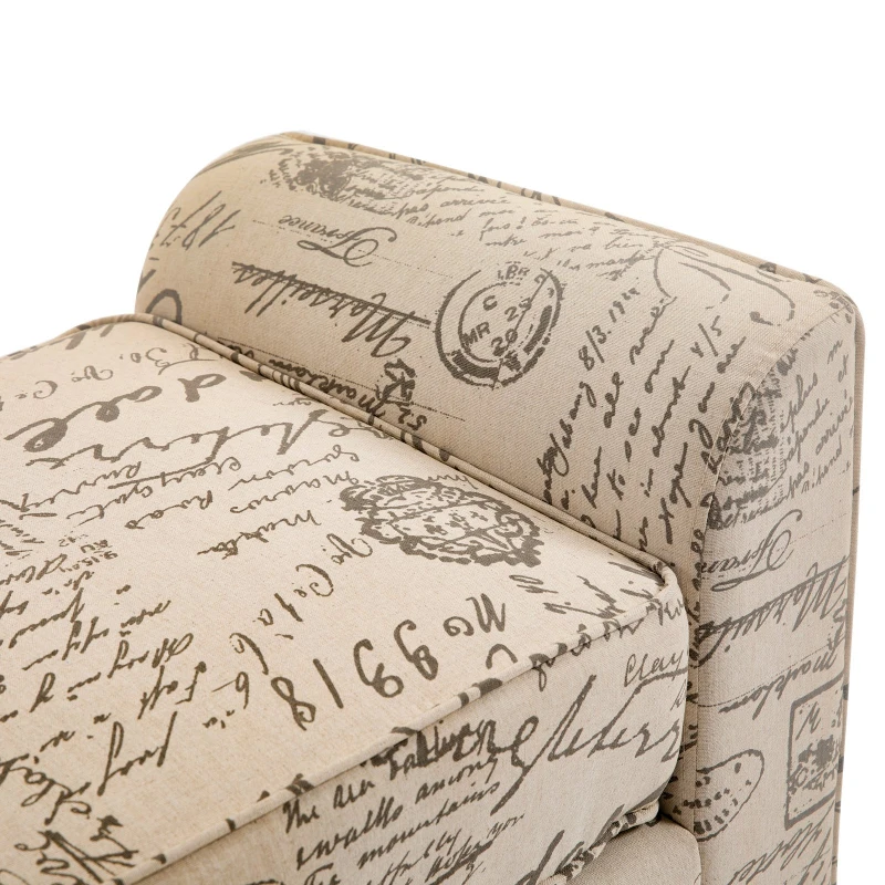 HomCom 42"  Accent Ottoman Upholstered Fabric Bench With Armrests - Script Print