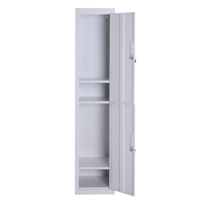 Vinsetto 71" 2 Tier Freestanding Steel Metal Lockable Employee Wall Locker Storage Cabinet - White