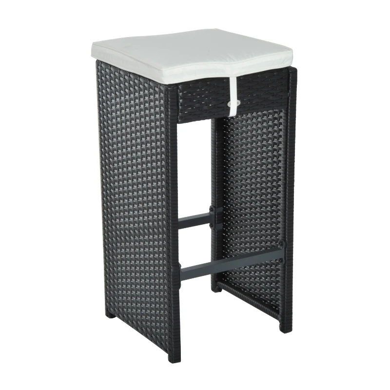 Outsunny 7 Piece Outdoor Patio Rattan Wicker Bar Stool Dining Table Set