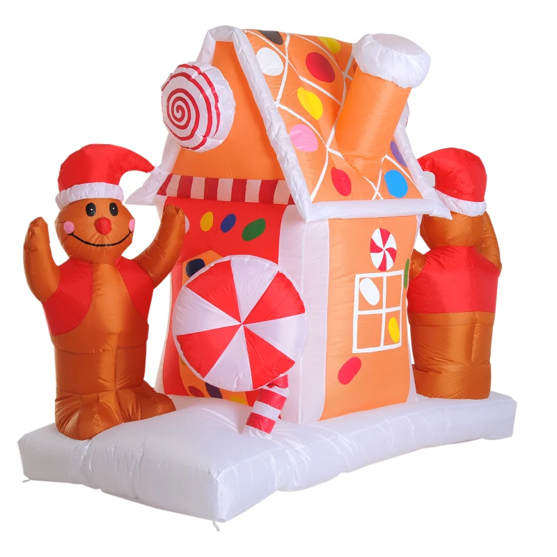 HomCom 5' 6 LED Outdoor Christmas Gingerbread House Inflatable