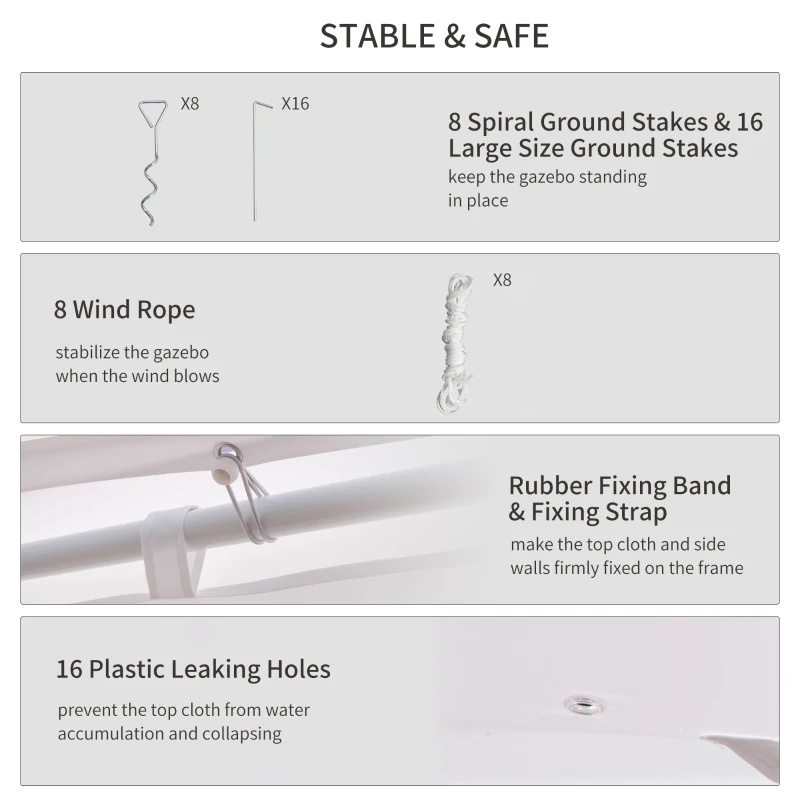 Outsunny Outdoor Event Tent 22.3ft Octagonal Wedding Party Outdoor Shelter with 8 Removable Walls - White