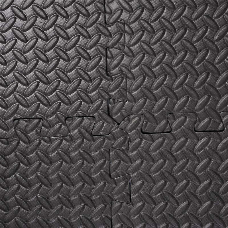 Soozier 24 sq ft Exercise Interlocking Protective Flooring - Six 24" x 24" x 3/8" Tiles - Black Diam