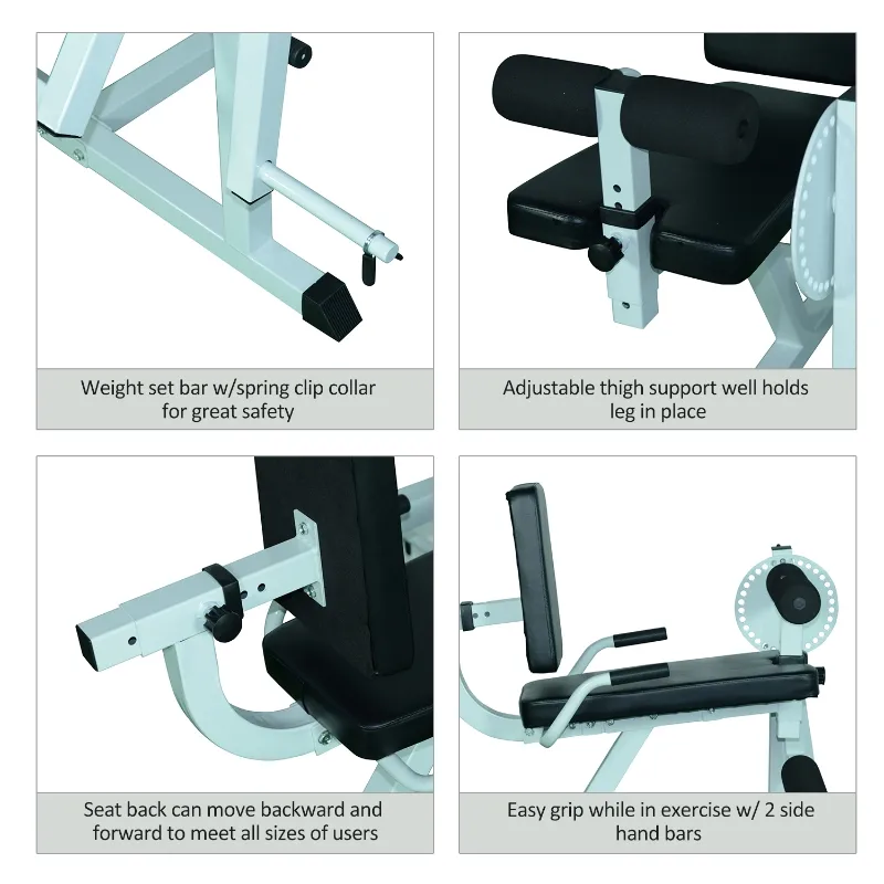 Soozier Adjustable Lower Body Leg Curl Fitness Machine - White / Black