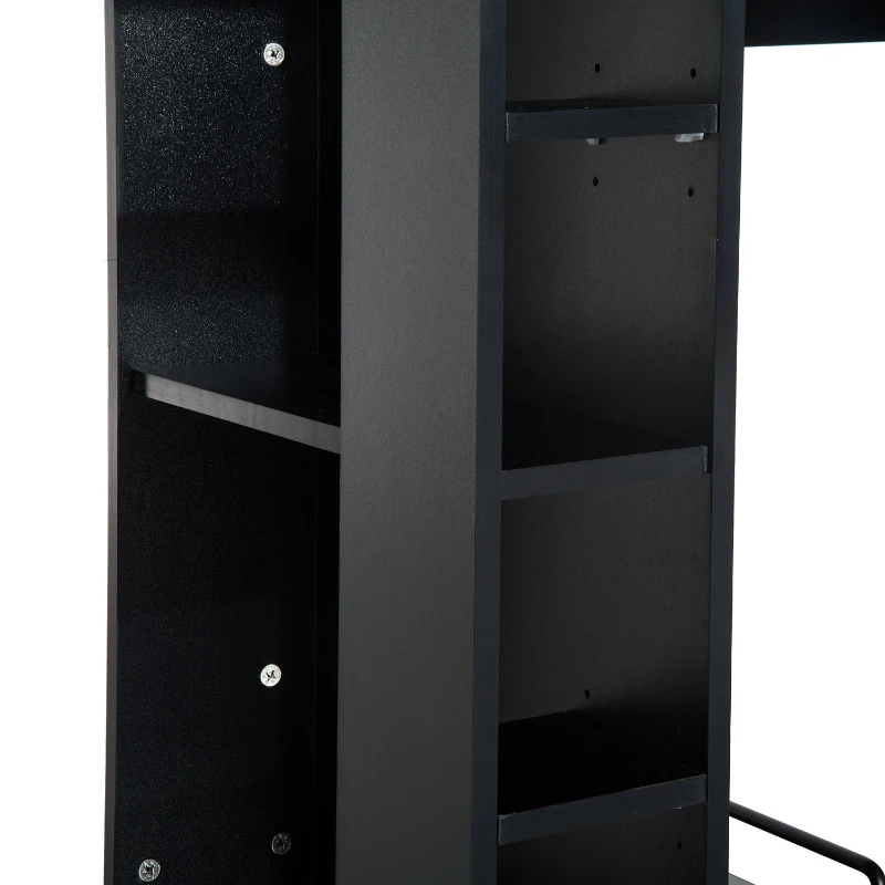 HomCom 47" Compact Wooden Modern Home Office Desk with Storage Shelves and Cabinet - Black