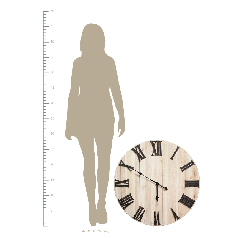 Stratton Distressed White Wood Wall Clock