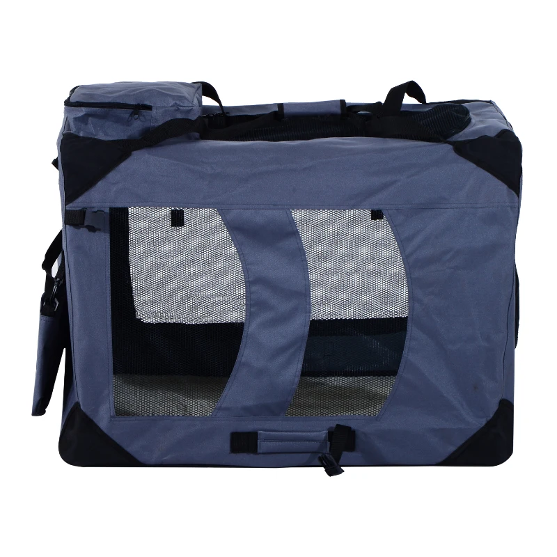 Pawhut 32" Soft Sided Folding Crate Pet Carrier - Gray