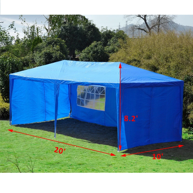 Outsunny 10' x 20'  Outdoor  Gazebo Canopy Party Tent with 4 Removable Sidewalls - Blue