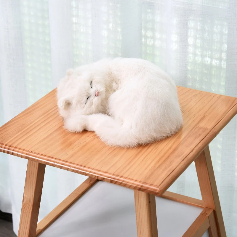 PawHut 24” Modern Wood Cat House and Side Table with Storage Shelf