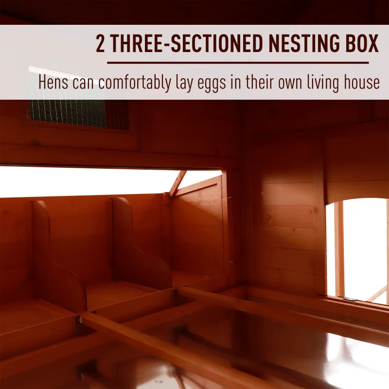 PawHut Large Outdoor Lockable Chicken Coop Solid Wood Deluxe Bunny Hen Hutch Kit with Nesting Box and Run