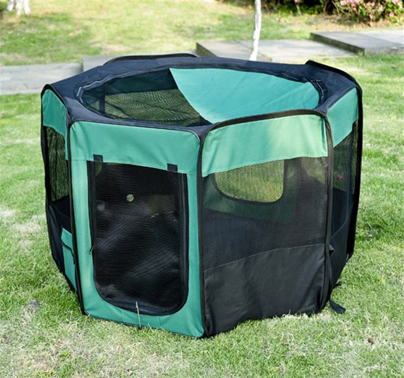 Pawhut 46" Deluxe Soft Sided Folding Pet Playpen Crate - Green / Black