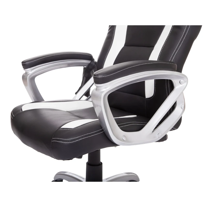HomCom Race Car Style PU Leather Heated Massaging Office Chair - Black and White