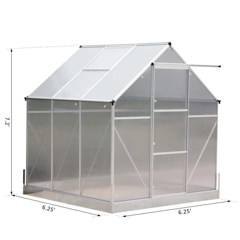 Outsunny 6.25' x 6.25' x 7.2' Portable Outdoor Walk-In Garden Greenhouse Planter