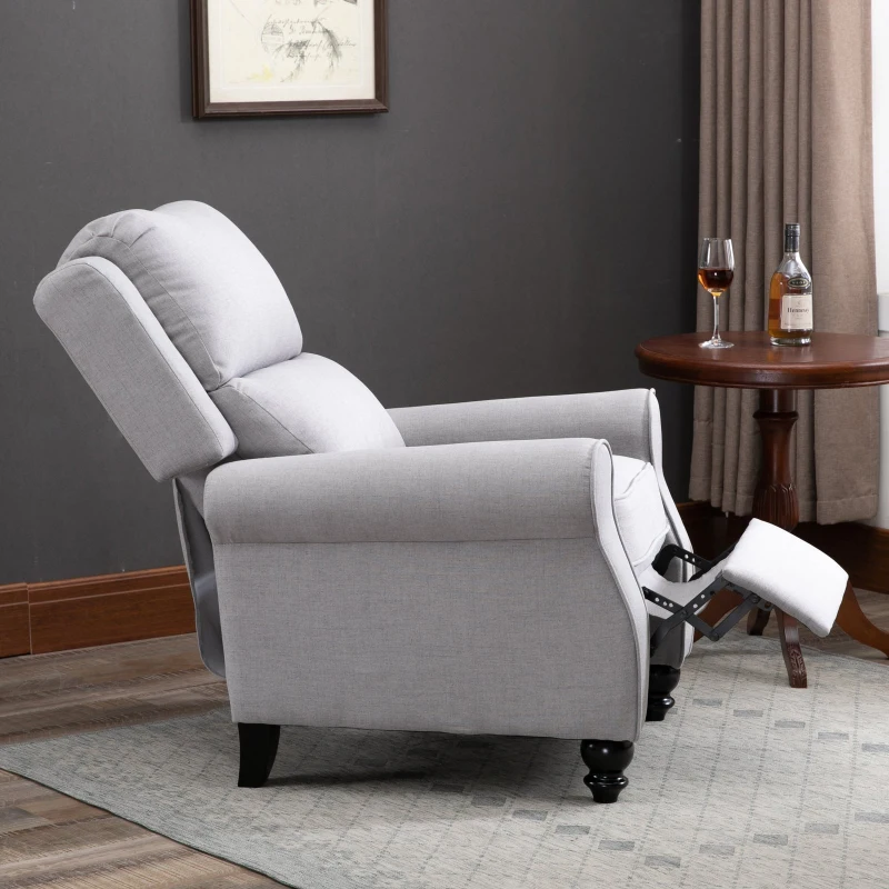 HOMCOM Modern Manual Recliner Armchair with Retractable Footrest  Grey