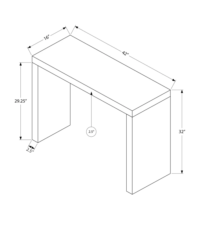 Monarch 42" Contemporary Mirrored-Finish Accent Hall Sofa Console Table