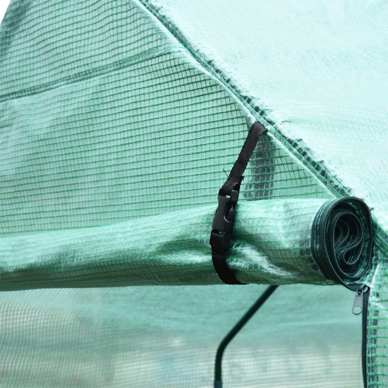 Outsunny 8' x 6' x 7' Portable Water Resistant Temperature Controlled Outdoor Walk-In Greenhouse with 18 Shelves and Roll-Up Ventilationdoor