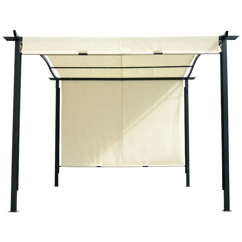 Outsunny 10’ x 12’ Steel Fabric Retractable Pergola Canopy Shade Kit - Cream White