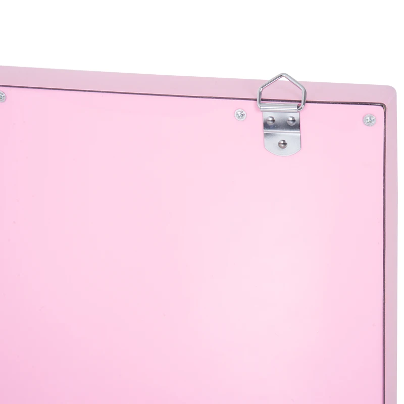 HOMCOM 20" x 26" Aluminum Alloy 26” Dimmable Illuminated Hollywood Style Vanity Mirror Mounted Home with 12 LED Bulbs - Pink