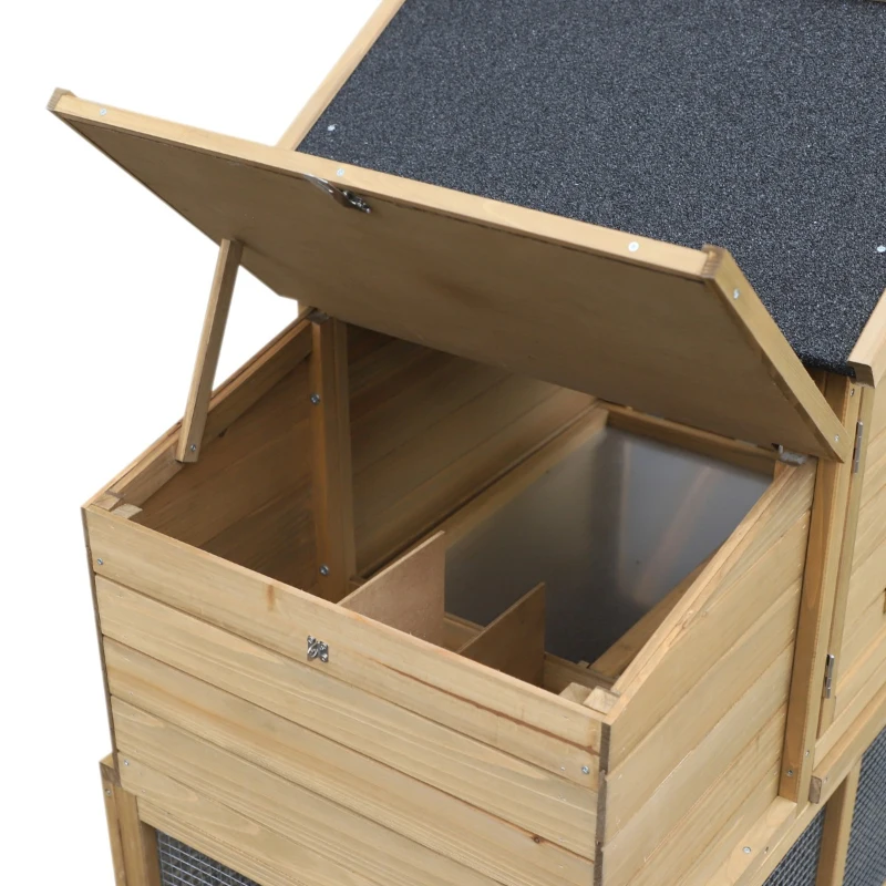 PawHut Outdoor Wooden Chicken Coop Hen House with Nesting Box and Run