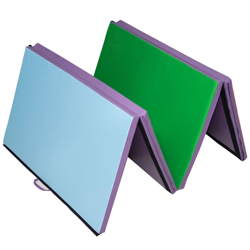 Soozier 10' x 4' x 2' PU Leather Folding Gymnastics Tumbling /Martial Arts Mat - Blue/Purple/Green/Pink
