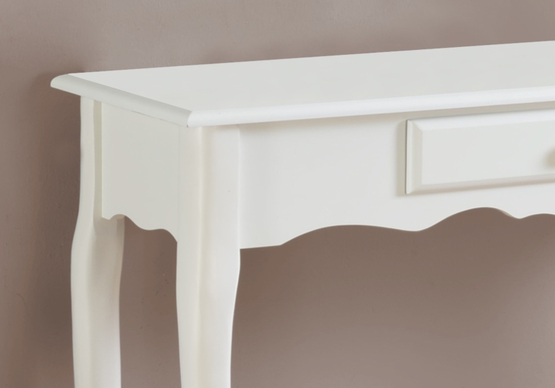Monarch 36" Traditional French Style Queen Anne-Style Storage Drawer Hall Accent Console Table - Antique White Finish