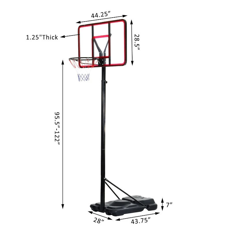 Open Box Aosom 44" Clear Backboard Height Adjustable Portable Basketball Hoop