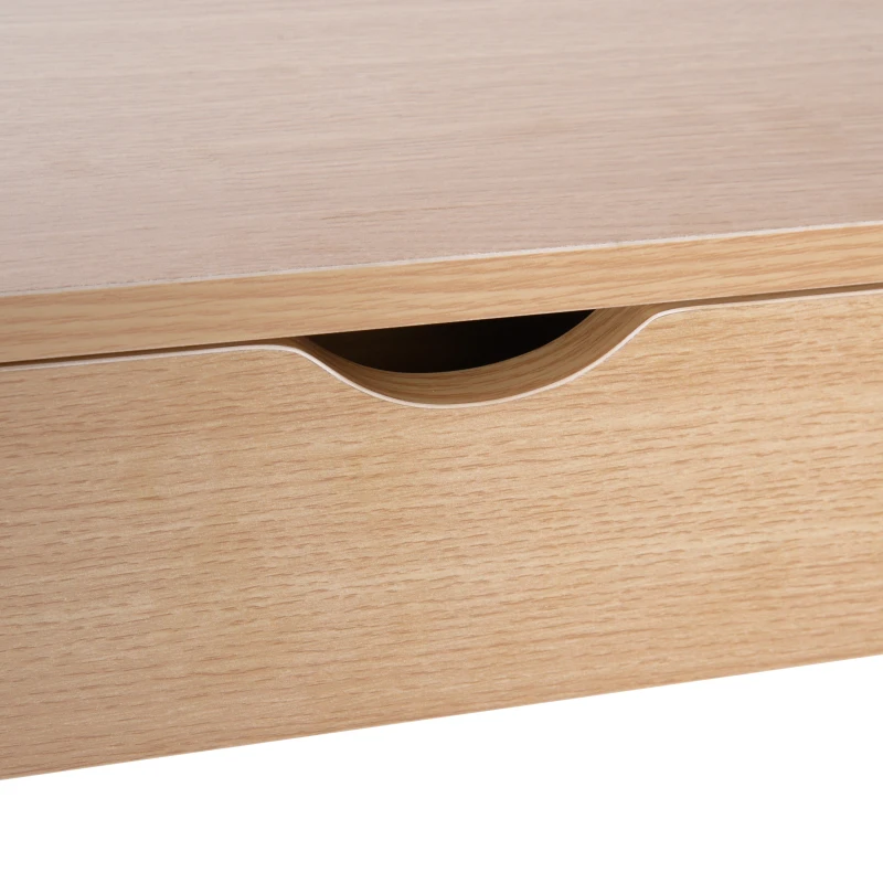 HomCom 20" Wood Metal Modern Computer Desk with Slide Out Drawers - Natural Wood / Black