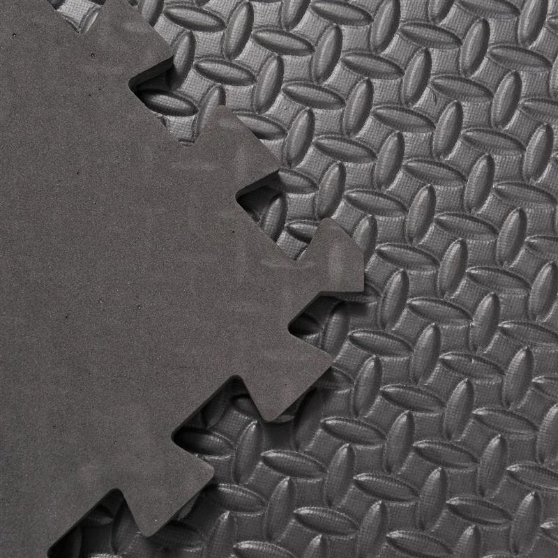 Soozier 24 sq ft Exercise Interlocking Protective Flooring - Six 24" x 24" x 3/8" Tiles - Black Diam