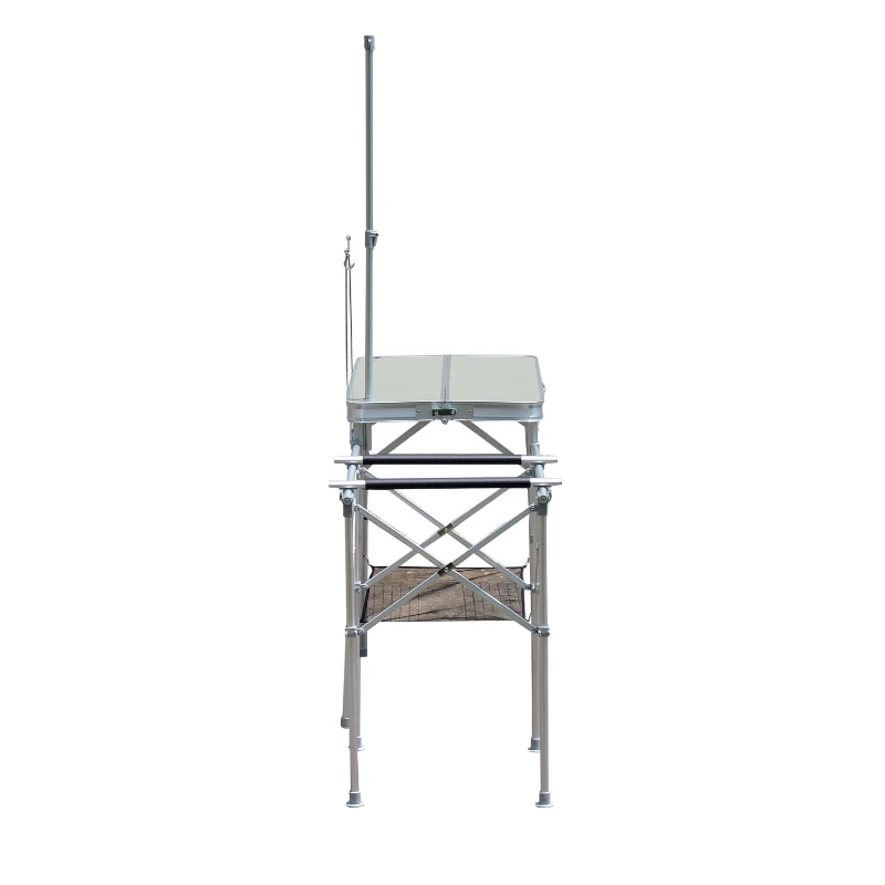 Outsunny 4.5' Compact Portable Folding Suitcase Camp Kitchen Outdoor Camping Table with Windscreen
