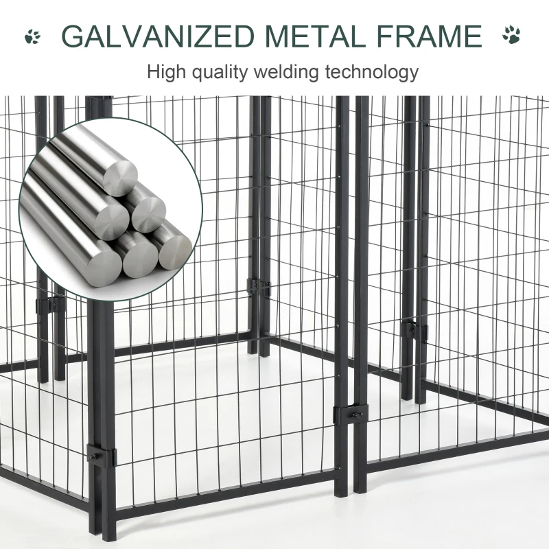 PawHut 97" x 46" Outdoor Dog Cage Galvanized Metal Dog Kennel Playpen with UV and Water Resistant Tarp Cover