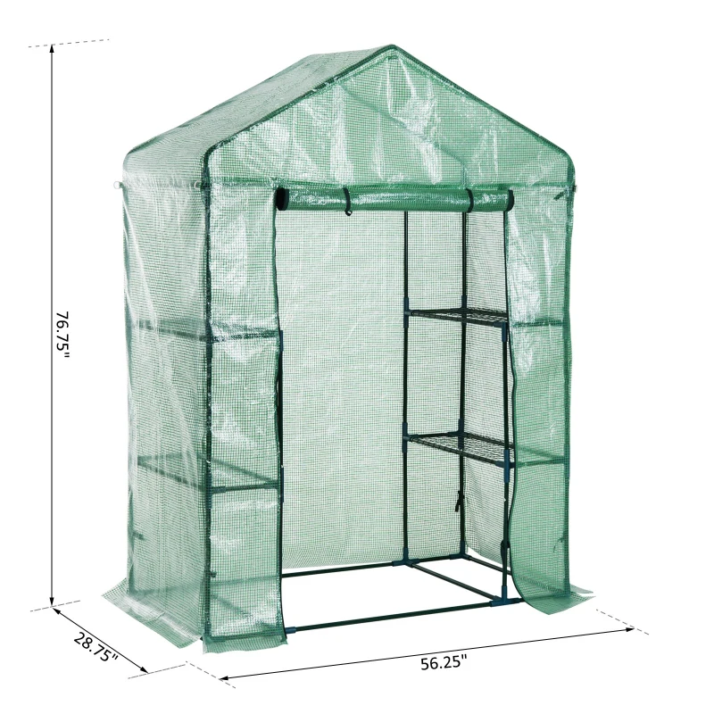 Outsunny 4.5’ x 2.5’ x 6.5’ 2 Tier 4 Shelf Outdoor Portable Walk-In Greenhouse