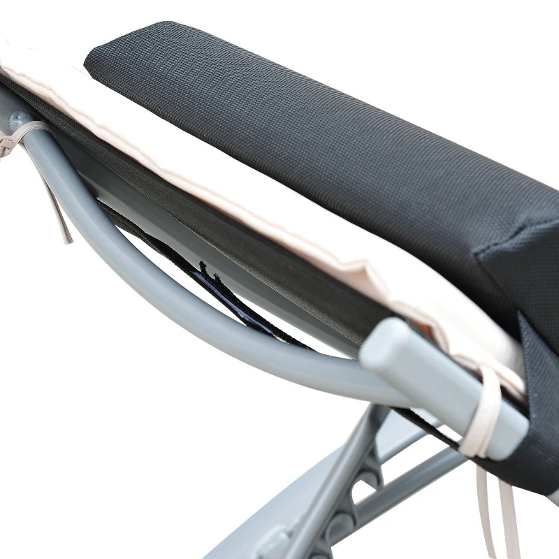 Outsunny Patio Reclining Chaise Lounge Chair with Cushion - Black and Cream White
