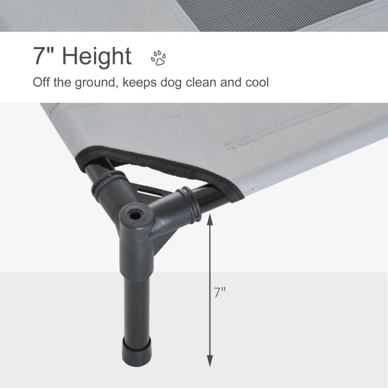 PawHut 36" x 30" Elevated Portable Mesh Dog Cot Outdoor Cooling Pet Cat Bed with UV Protection Canopy Shade