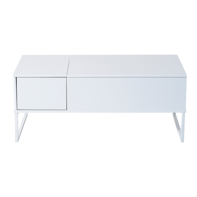 HomCom 43" Modern Lift Top Coffee Table with Hidden Storage - Matte White