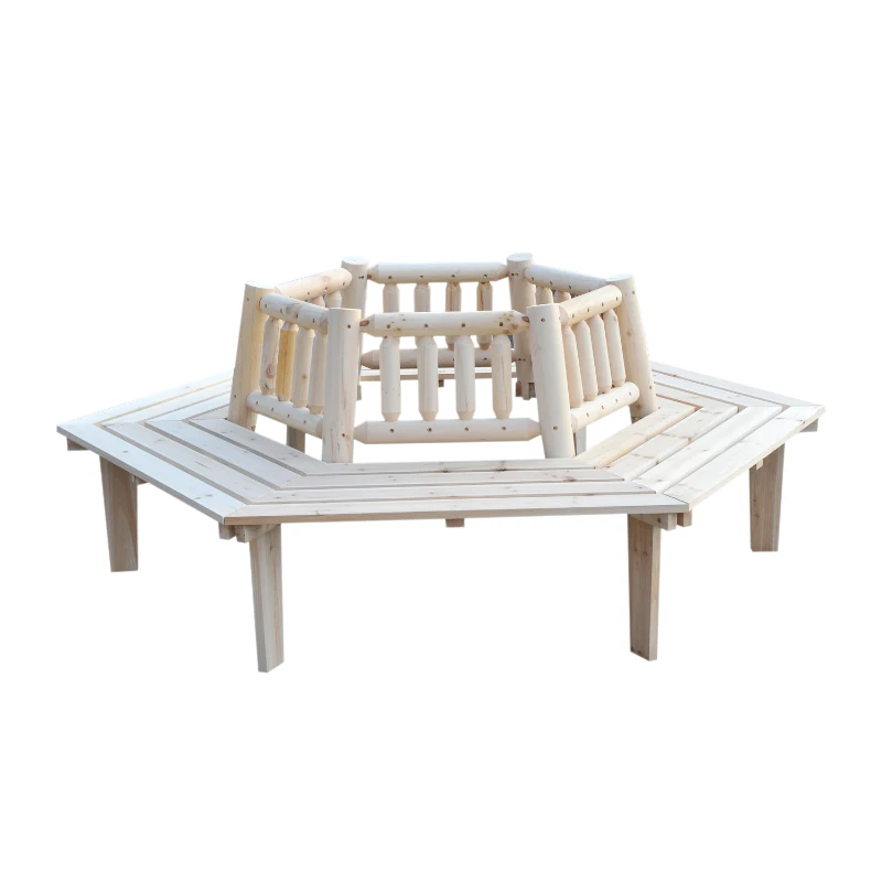 Outsunny 6 Seat Garden Fir Tree Wrap Bench