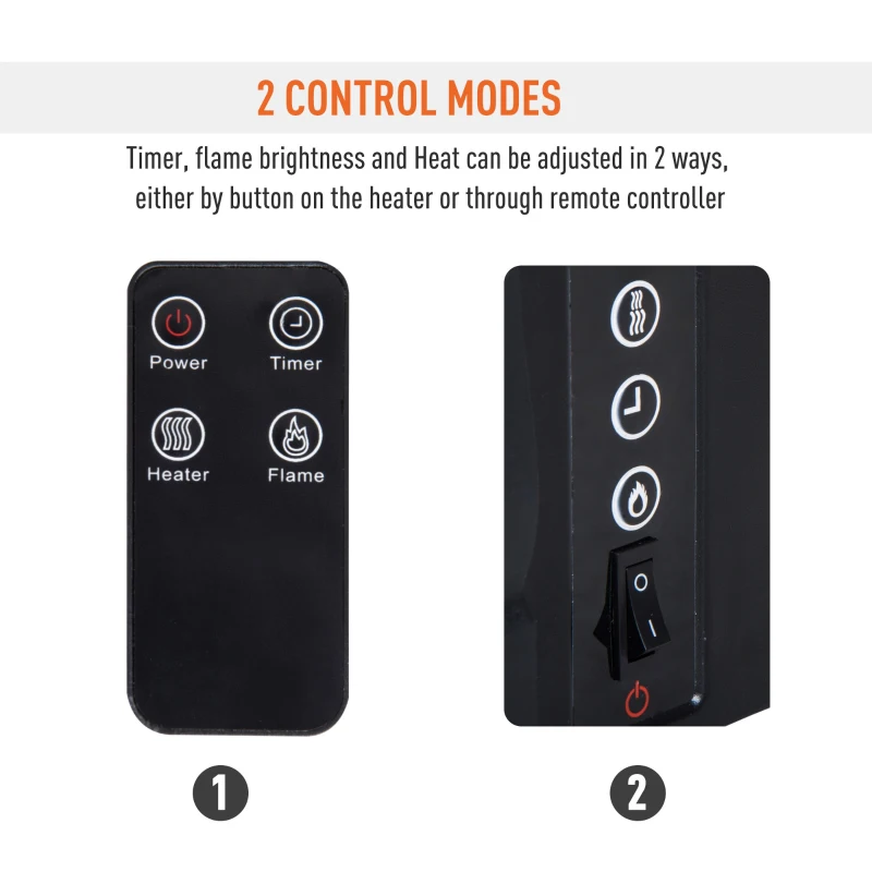 HOMCOM 5200 BTU 750W/1500W Electric Log Set Heater with Realistic Ember Bed - Black