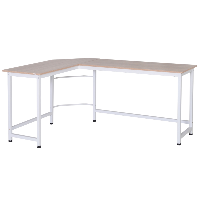 Vinsetto Wood Metal Modern L-Shape Corner Computer Desk - Oak