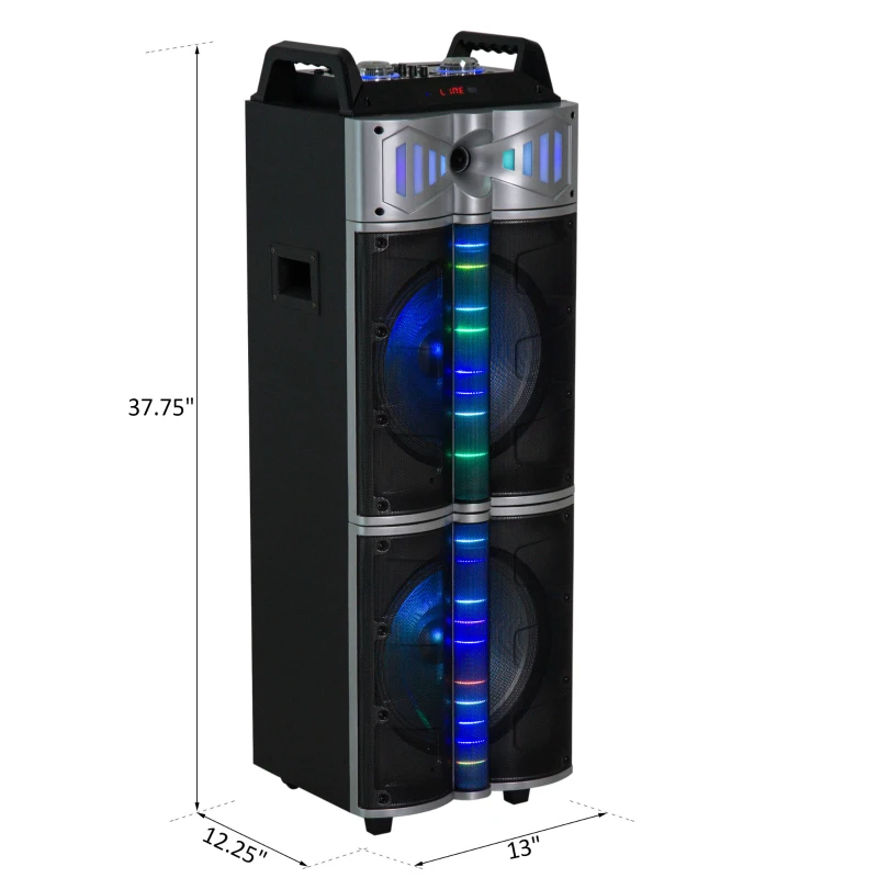 HomCom 37" Portable Remote Control Indoor Outdoor Bluetooth Capable Dual Speaker Stereo with Wheels