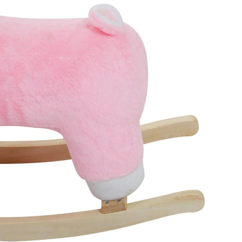 Qaba Lamb Rocking Horse Sheep Stuffed Animal Ride On Rocker for Kids / Nursery - Wooden Plush - Pink